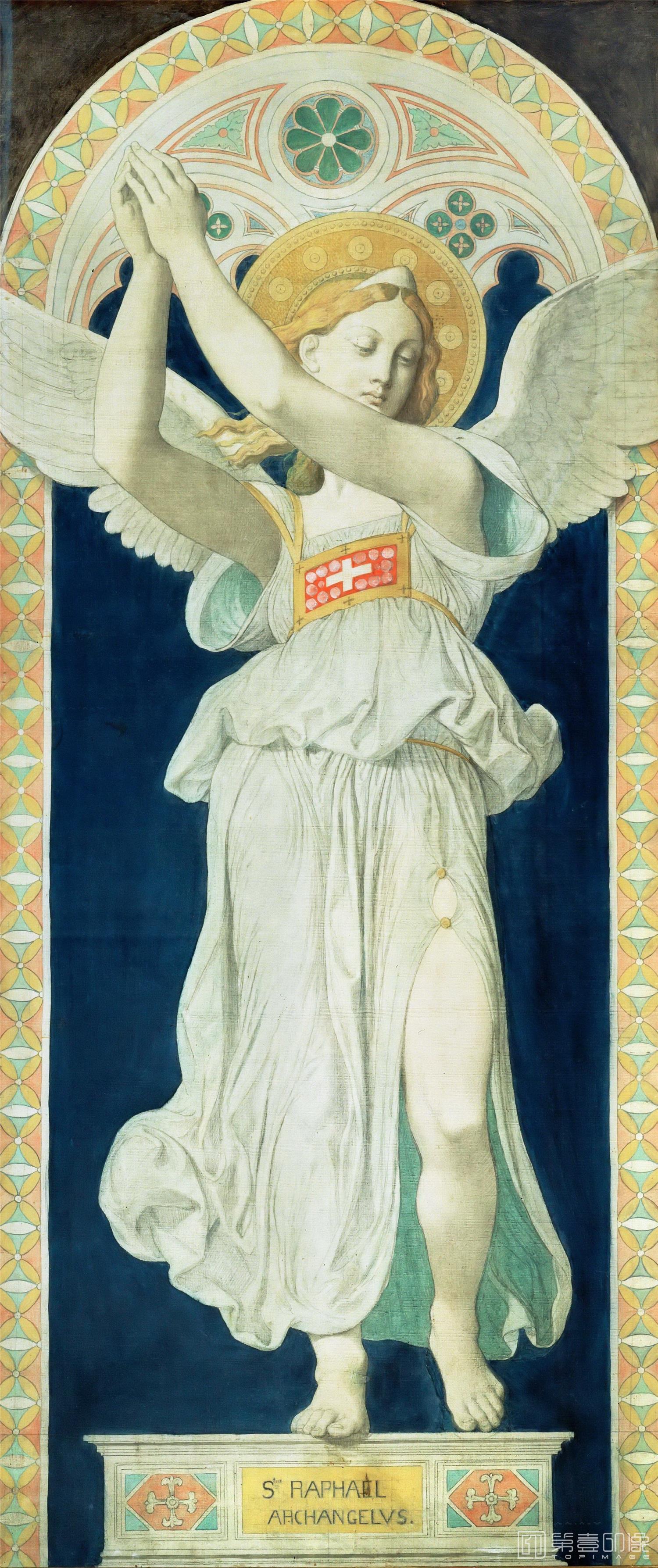 油画-卢浮宫-Ingres, Jean Auguste DominiqueCarton-Saint Raphael-0922
